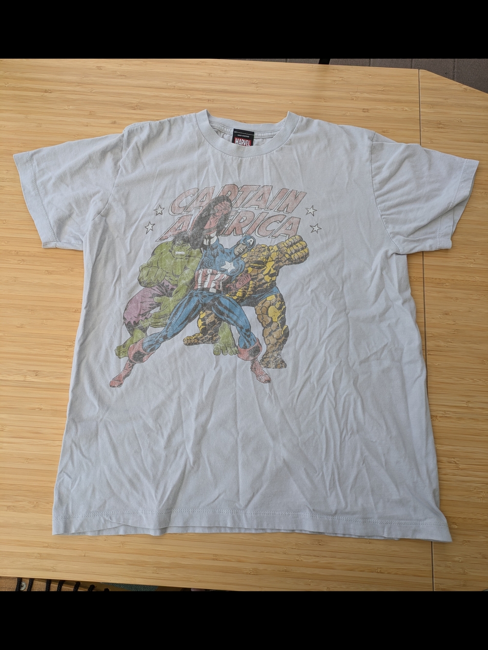 Pale Blue Graphic Tee - Captain America